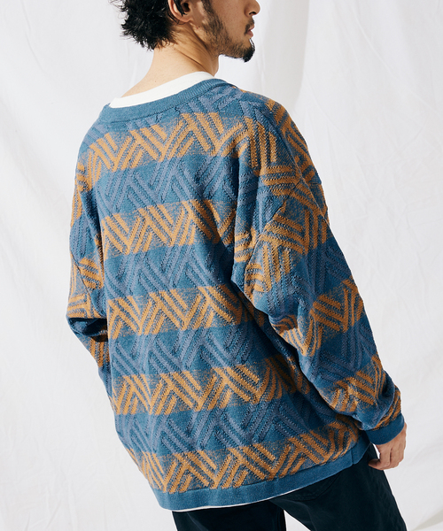 JOURNAL STANDARD（ジャーナルスタンダード）の「※【GEOM PATTERN / ジオメパターン】ジャガード カーディガン（カーディガン/ボレロ・メンズ・ブラック/ネイビー/レッド/イエロー/グリーン/ブルー系その他・SMALL/MEDIUM/LARGE）」の14枚目の写真