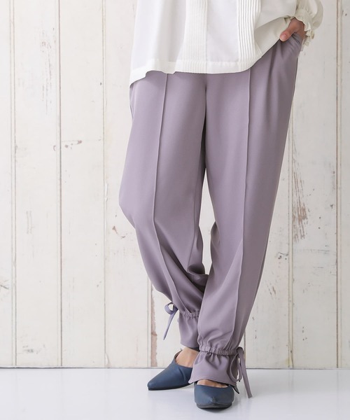 osharewalker（オシャレウォーカー）の「【廃盤】『裾リボンセンタープレスパンツ』（その他パンツ・レディース・ブラック/ラベンダー/グリーン・2/1）」の3枚目の写真