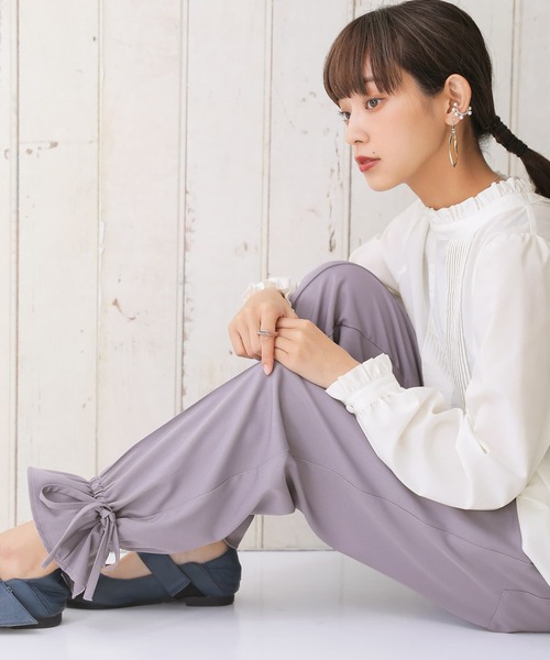 osharewalker（オシャレウォーカー）の「【廃盤】『裾リボンセンタープレスパンツ』（その他パンツ・レディース・ブラック/ラベンダー/グリーン・2/1）」の7枚目の写真