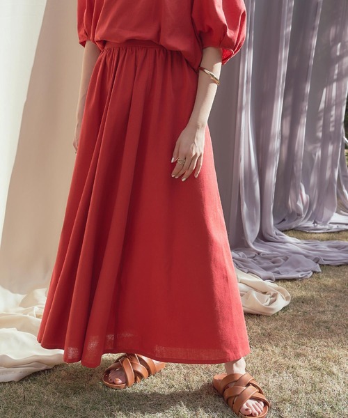 titivate（ティティベイト）の「リネン混ウエストギャザースカート（スカート・レディース・ブラック/レッド/ナチュラル/ブルー/グリーン・S/M/L）」の5枚目の写真