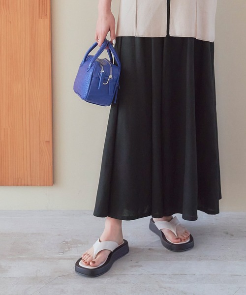 titivate（ティティベイト）の「リネン混ウエストギャザースカート（スカート・レディース・ブラック/レッド/ナチュラル/ブルー/グリーン・S/M/L）」の2枚目の写真