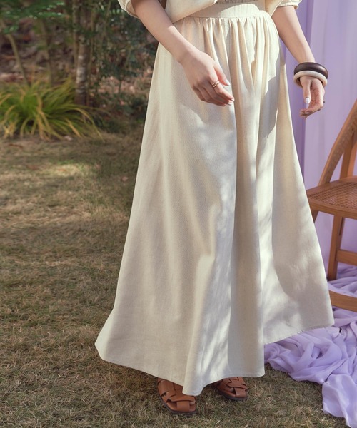 titivate（ティティベイト）の「リネン混ウエストギャザースカート（スカート・レディース・ブラック/レッド/ナチュラル/ブルー/グリーン・S/M/L）」の6枚目の写真