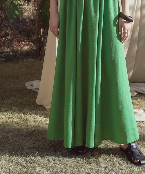 titivate（ティティベイト）の「リネン混ウエストギャザースカート（スカート・レディース・ブラック/レッド/ナチュラル/ブルー/グリーン・S/M/L）」の9枚目の写真