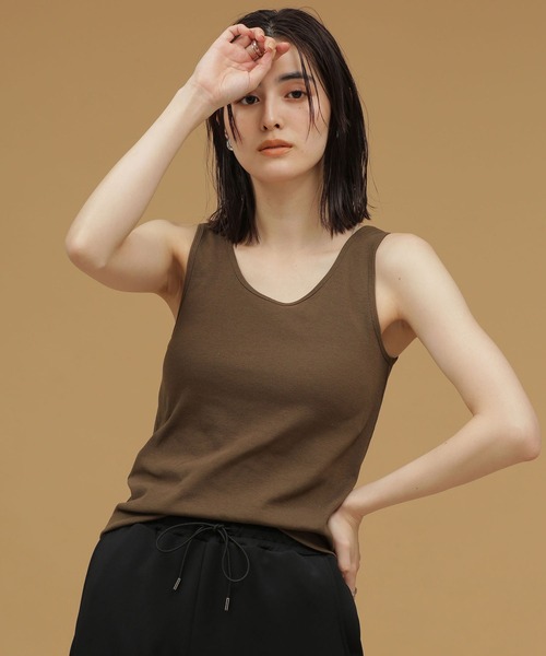 NANO universe（ナノユニバース）の「カップ付きタンクトップ（タンクトップ・レディース・ブラック/オフホワイト/カーキ・38/36）」の8枚目の写真