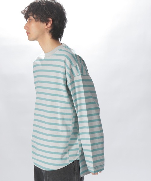 niko and...（ニコアンド）の「裾違いボーダープルオーバー（Tシャツ/カットソー・メンズ・イエロー/オフホワイト/ライトグレー/ピンク・MEDIUM/LARGE）」の3枚目の写真