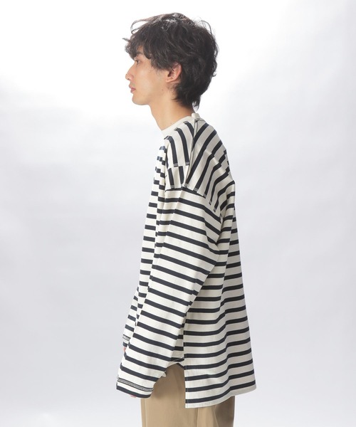 niko and...（ニコアンド）の「裾違いボーダープルオーバー（Tシャツ/カットソー・メンズ・イエロー/オフホワイト/ライトグレー/ピンク・MEDIUM/LARGE）」の10枚目の写真