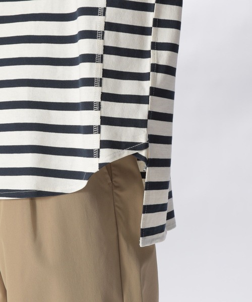 niko andニコアンド★ネイビーXオフホワイトボーダー綿麻変形ゆるパンツ★ SALE／70%OFF透かしMIXボーダーニットプルオーバー niko