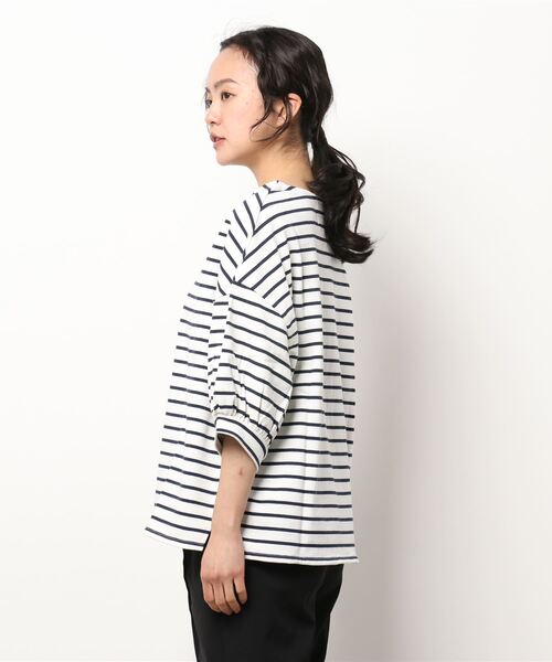 RiNc （リンク）の「【 NOLITA / ノリータ 】バルーンスリーブ プルオーバー 二の腕カバー トップス ボーダートップス（Tシャツ/カットソー・レディース・ホワイト・FREE）」の2枚目の写真