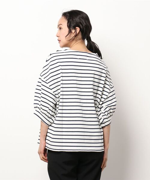 RiNc （リンク）の「【 NOLITA / ノリータ 】バルーンスリーブ プルオーバー 二の腕カバー トップス ボーダートップス（Tシャツ/カットソー・レディース・ホワイト・FREE）」の3枚目の写真