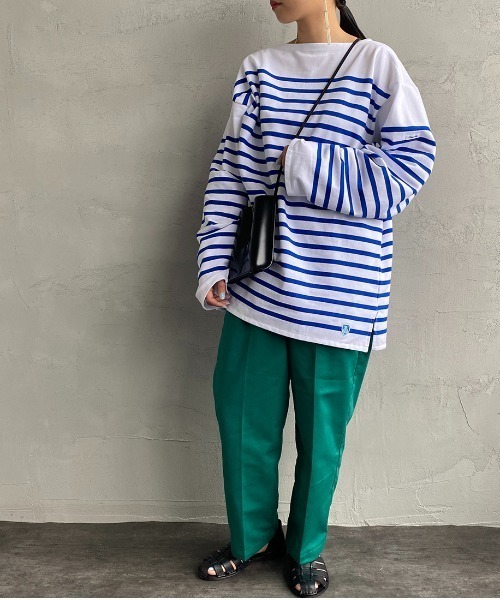 ORCIVAL（オーシバル）の「[ORCIVAL/オーシバル] ワイドシルエット パネルボーダーTシャツ（Tシャツ/カットソー・レディース・ブルー・7）」の9枚目の写真