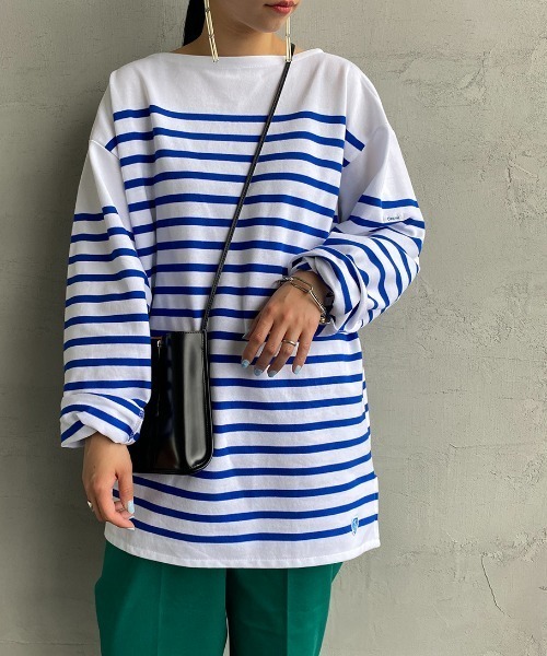 ORCIVAL（オーシバル）の「[ORCIVAL/オーシバル] ワイドシルエット パネルボーダーTシャツ（Tシャツ/カットソー・レディース・ブルー・7）」の3枚目の写真