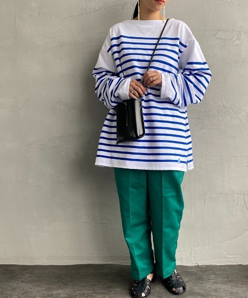 ORCIVAL（オーシバル）の「[ORCIVAL/オーシバル] ワイドシルエット パネルボーダーTシャツ（Tシャツ/カットソー・レディース・ブルー・7）」の2枚目の写真