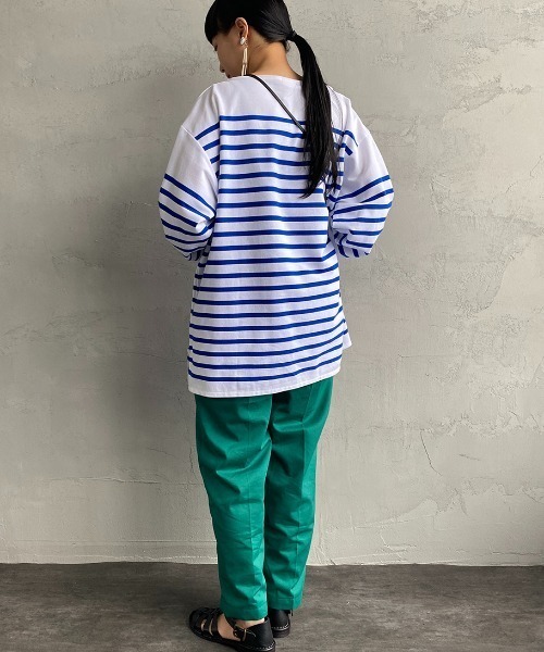 ORCIVAL（オーシバル）の「[ORCIVAL/オーシバル] ワイドシルエット パネルボーダーTシャツ（Tシャツ/カットソー・レディース・ブルー・7）」の6枚目の写真