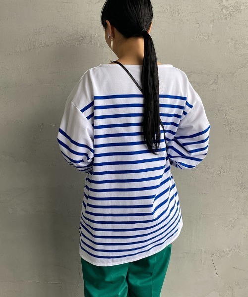 ORCIVAL（オーシバル）の「[ORCIVAL/オーシバル] ワイドシルエット パネルボーダーTシャツ（Tシャツ/カットソー・レディース・ブルー・7）」の8枚目の写真