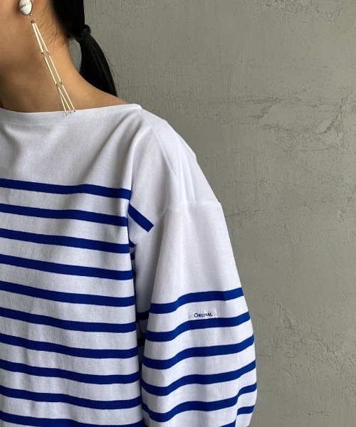 ORCIVAL（オーシバル）の「[ORCIVAL/オーシバル] ワイドシルエット パネルボーダーTシャツ（Tシャツ/カットソー・レディース・ブルー・7）」の7枚目の写真