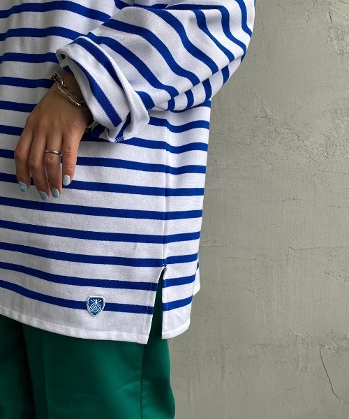 ORCIVAL（オーシバル）の「[ORCIVAL/オーシバル] ワイドシルエット パネルボーダーTシャツ（Tシャツ/カットソー・レディース・ブルー・7）」の4枚目の写真