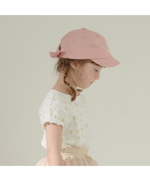 Lycee mine（リセマイン）の「【新ブランド登場】【プチプラ】バックリボンロゴ刺しゅうキャップ（キャップ・キッズ・ブラック/カーキ/ピンク/アイボリー/サックスブルー系/ベージュ・52cm/54cm）」の16枚目の写真