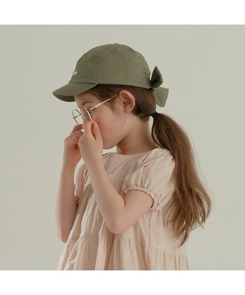 Lycee mine（リセマイン）の「【新ブランド登場】【プチプラ】バックリボンロゴ刺しゅうキャップ（キャップ・キッズ・ブラック/カーキ/ピンク/アイボリー/サックスブルー系/ベージュ・52cm/54cm）」の14枚目の写真