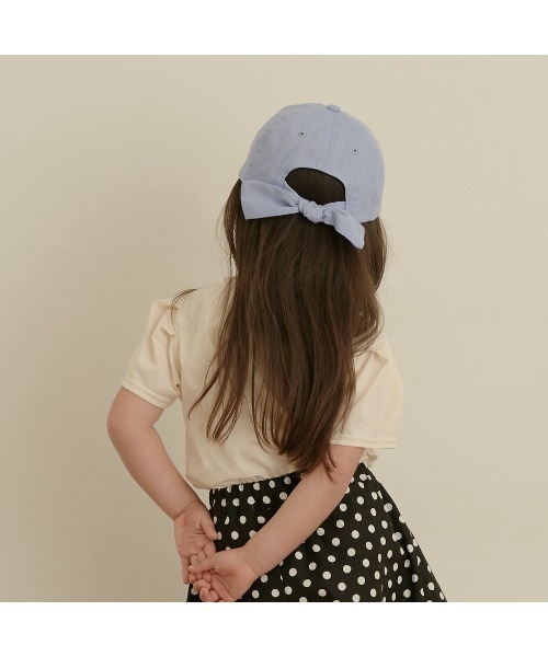 Lycee mine（リセマイン）の「【新ブランド登場】【プチプラ】バックリボンロゴ刺しゅうキャップ（キャップ・キッズ・ブラック/カーキ/ピンク/アイボリー/サックスブルー系/ベージュ・52cm/54cm）」の15枚目の写真