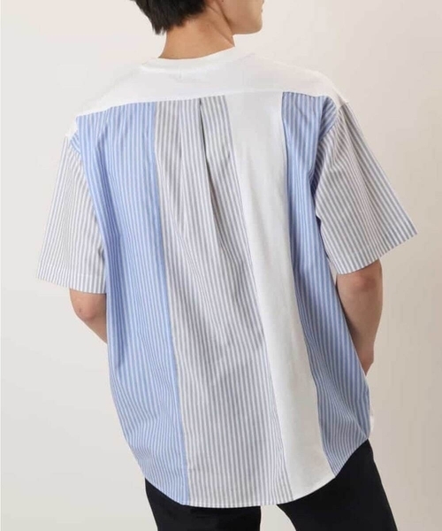 a.v.v（アーヴェヴェ）の「バックシャン切り替えカットソー（Tシャツ/カットソー・メンズ・ブラック/ホワイト・46/48/50）」の2枚目の写真