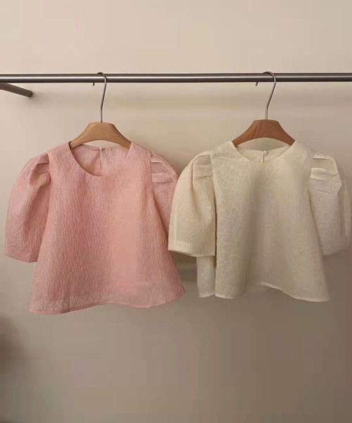 me+em select（ミームセレクト）の「ハートガラシアーキルティングパフブラウス（シャツ/ブラウス・レディース・ピンク/アイボリー・FREE）」の15枚目の写真