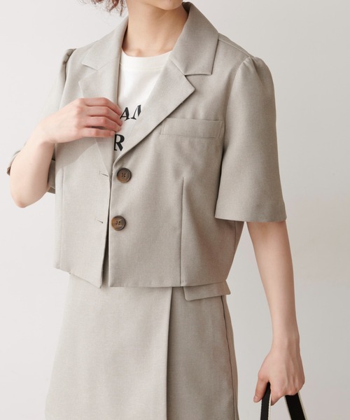 セール 麻調半袖短丈ジャケット ブルゾン Free S Mart フリーズマート のファッション通販 Zozotown