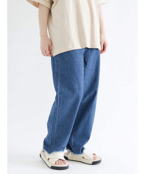 Samansa Mos2（サマンサ モスモス）の「デニムイージーパンツ（デニムパンツ・レディース・サックスブルー/ブルー・ﾌﾘ-）」の7枚目の写真