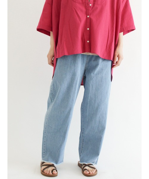 Samansa Mos2（サマンサ モスモス）の「デニムイージーパンツ（デニムパンツ・レディース・サックスブルー/ブルー・ﾌﾘ-）」の11枚目の写真