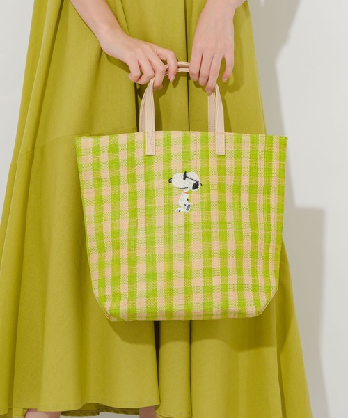 Paradise Picnic(パラダイスピクニック)の「スヌーピー/RAFFIA BAG M(かごバッグ・レディース・ブラック/ピンク/グリーン・FREE)」の3枚目の写真