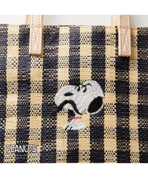 Paradise Picnic(パラダイスピクニック)の「スヌーピー/RAFFIA BAG M(かごバッグ・レディース・ブラック/ピンク/グリーン・FREE)」の4枚目の写真