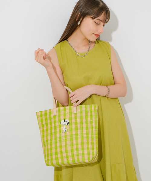Paradise Picnic(パラダイスピクニック)の「スヌーピー/RAFFIA BAG M(かごバッグ・レディース・ブラック/ピンク/グリーン・FREE)」の14枚目の写真
