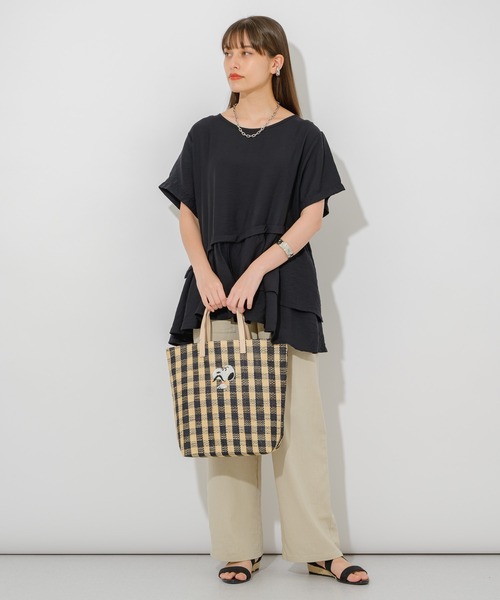 Paradise Picnic(パラダイスピクニック)の「スヌーピー/RAFFIA BAG M(かごバッグ・レディース・ブラック/ピンク/グリーン・FREE)」の22枚目の写真