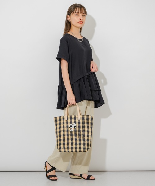 Paradise Picnic(パラダイスピクニック)の「スヌーピー/RAFFIA BAG M(かごバッグ・レディース・ブラック/ピンク/グリーン・FREE)」の21枚目の写真