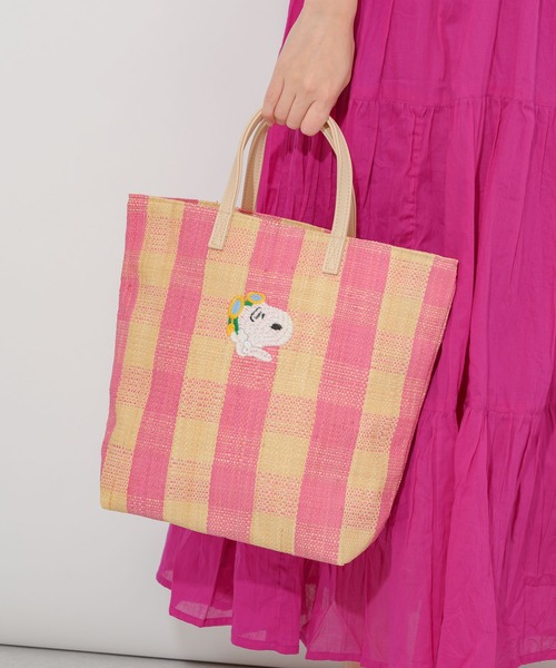 Paradise Picnic(パラダイスピクニック)の「スヌーピー/RAFFIA BAG M(かごバッグ・レディース・ブラック/ピンク/グリーン・FREE)」の18枚目の写真