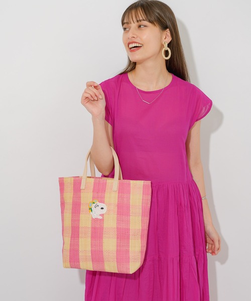 Paradise Picnic(パラダイスピクニック)の「スヌーピー/RAFFIA BAG M(かごバッグ・レディース・ブラック/ピンク/グリーン・FREE)」の16枚目の写真