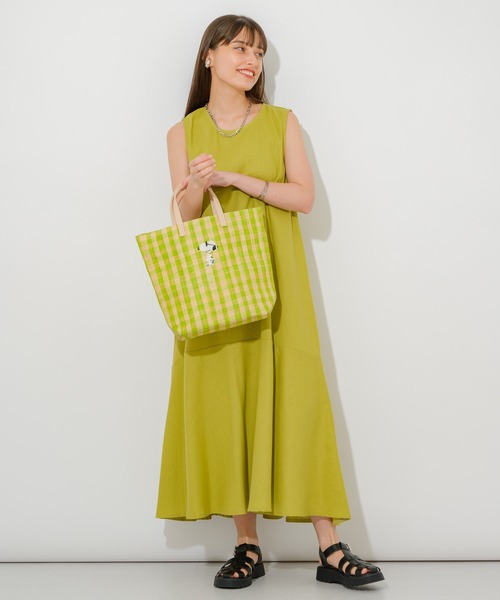 Paradise Picnic(パラダイスピクニック)の「スヌーピー/RAFFIA BAG M(かごバッグ・レディース・ブラック/ピンク/グリーン・FREE)」の12枚目の写真