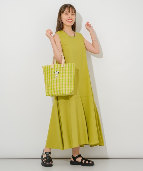 Paradise Picnic(パラダイスピクニック)の「スヌーピー/RAFFIA BAG M(かごバッグ・レディース・ブラック/ピンク/グリーン・FREE)」の11枚目の写真