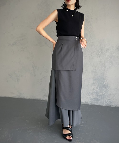 &g'aime（アンジェム）の「【&g’aime】レイヤードスカート（スカート・レディース・チャコールグレー/モカ・FREE）」の2枚目の写真