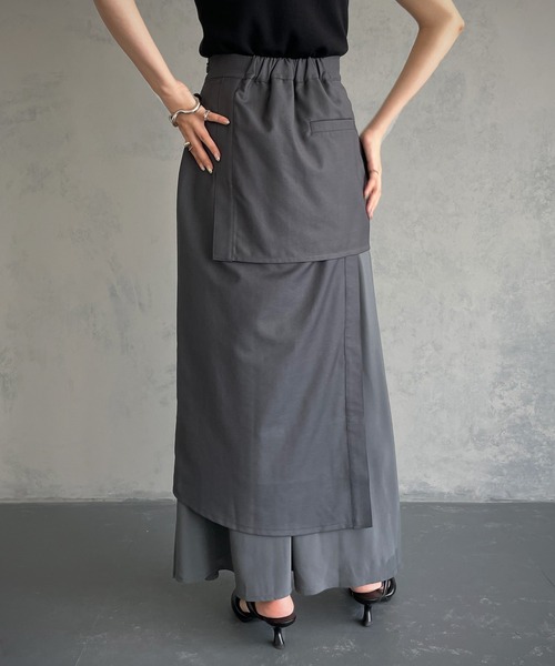 &g'aime（アンジェム）の「【&g’aime】レイヤードスカート（スカート・レディース・チャコールグレー/モカ・FREE）」の6枚目の写真