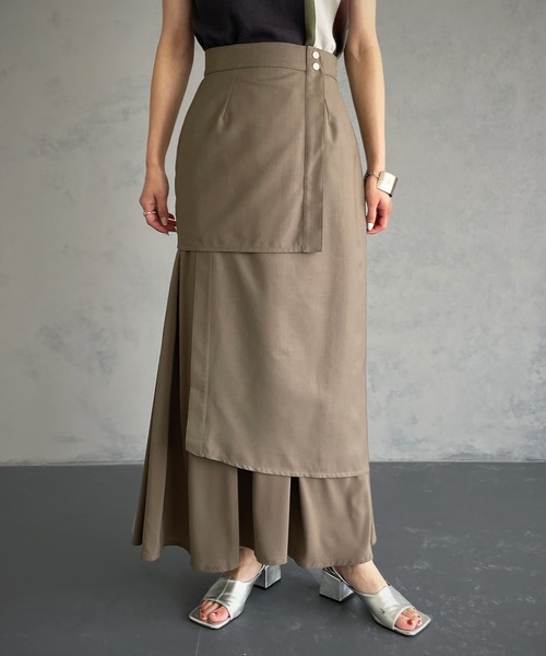 &g'aime（アンジェム）の「【&g’aime】レイヤードスカート（スカート・レディース・チャコールグレー/モカ・FREE）」の7枚目の写真