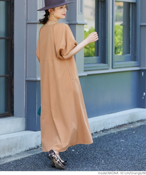 coca(coca)(コカ)の「ボリュームスリーブ半袖ワンピース(ワンピース・レディース・ブラック/オレンジ・M/L)」の12枚目の写真