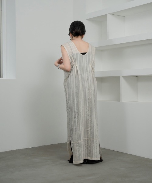 lawgy（ラウジー）の「sheer stripe 2way op（ワンピース・レディース・ホワイト/ブラック・FREE）」の6枚目の写真