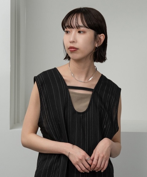 lawgy（ラウジー）の「sheer stripe 2way op（ワンピース・レディース・ホワイト/ブラック・FREE）」の12枚目の写真