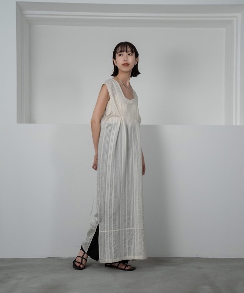 lawgy（ラウジー）の「sheer stripe 2way op（ワンピース・レディース・ホワイト/ブラック・FREE）」の7枚目の写真