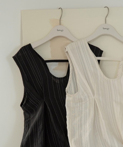 lawgy（ラウジー）の「sheer stripe 2way op（ワンピース・レディース・ホワイト/ブラック・FREE）」の5枚目の写真