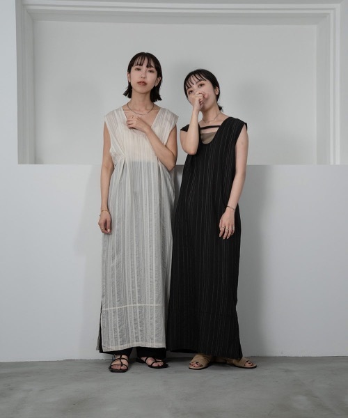 lawgy（ラウジー）の「sheer stripe 2way op（ワンピース・レディース・ホワイト/ブラック・FREE）」の15枚目の写真