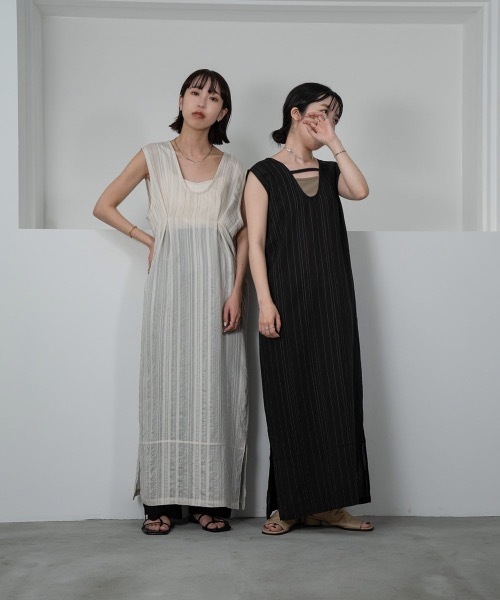lawgy（ラウジー）の「sheer stripe 2way op（ワンピース・レディース・ホワイト/ブラック・FREE）」の16枚目の写真