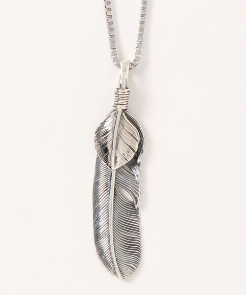 【セール】【blatto 925silver】925シルバートップ 燻し加工 フェザー ネックレス / p1topne13-12g（ネックレス）｜blatto（ブラット）