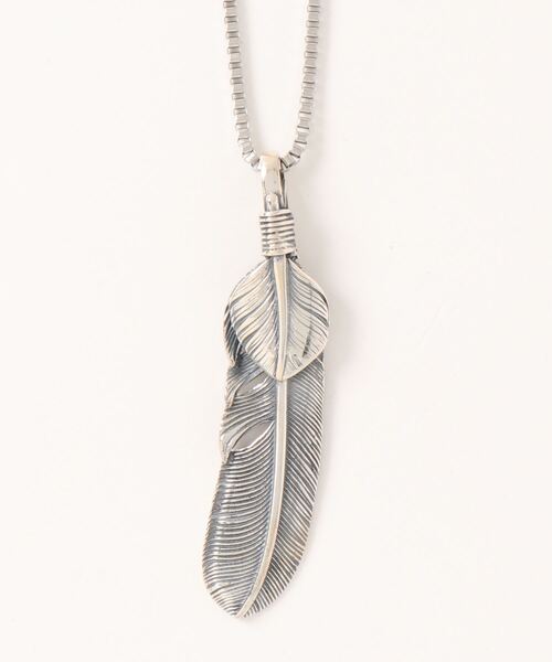 【セール】【blatto 925silver】925シルバートップ 燻し加工 フェザー ネックレス / p1topne13-12g（ネックレス）｜blatto（ブラット）
