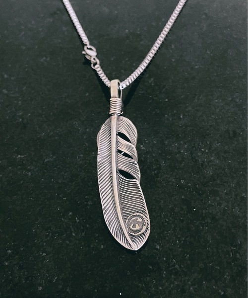 【セール】【blatto 925silver】925シルバートップ 燻し加工 フェザー ネックレス / p1topne13-12g（ネックレス）｜blatto（ブラット）
